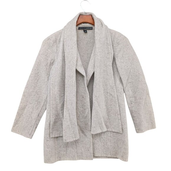 Linda Allard Ellen Tracy Jacket Womens Cream Wool Rabbit Hair Open Front Size 2 - Picture 1 of 13